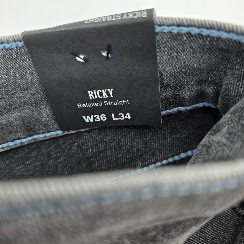 True Religion Ricky Relaxed Straight Jeans Mens Grey Phantom Wash 36x34 NWT - Picture 9 of 11